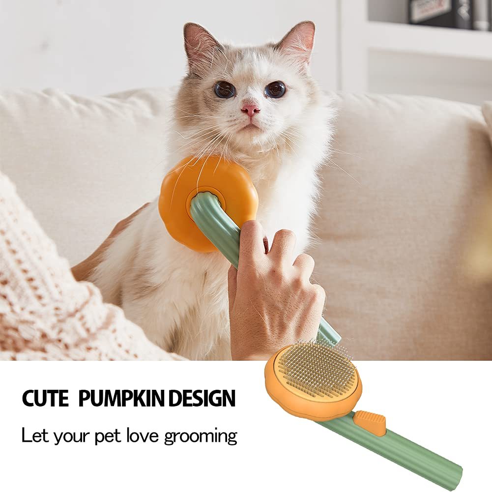 Pet Pumpkin Brush, Pet Grooming Self Cleaning Slicker Brush For Dogs Cats Puppy Rabbit, Cat Brush Grooming Gently Removes Loose Undercoat, Mats Tangled Hair Slicker Brush Pet Pumpkin Brush, Pet Grooming Self Cleaning Slicker Brush For Dogs Cats Puppy Rabbit, Cat Brush Grooming Gently Removes Loose Undercoat, Mats Tangled Hair Slicker Brush