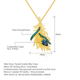 Spot Design London Blue Topaz 925 Silver Making Feather Series Jewelry Set