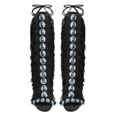 European And American Flowing Comb Beauty High Heel Sandal Boots Strap Plus Size