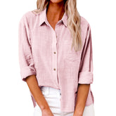 Pocket Split Cotton And Linen Long-sleeved Shirt