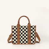 Travel Plaid Tote Bag With Shoulder Strap