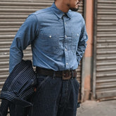 Молодежная рубашка с длинными рукавами и двойным накладным карманом