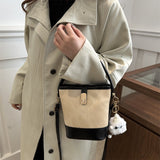 Retro Contrast Color Crossbody Bucket Bag Women