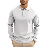 Spring And Autumn Polo Collar Solid Color Casual Bottoming American Polo Shirt Men