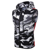 Camouflage Print Hooded Sleeveless Fitness Sports Vest