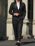 Men's Shimmering Black Suit Adorned With Glittering White Sequins