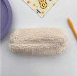 Korea Plush Pencil Case Lamb Hair Stationery Bag Avocado Green Stationery
