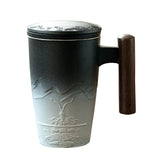 Retro black pottery mug