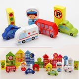 Traffic wooden building blocks educational toys