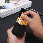 Vertical Stainless Steel Hardware Metal & Leather Cigarette Case