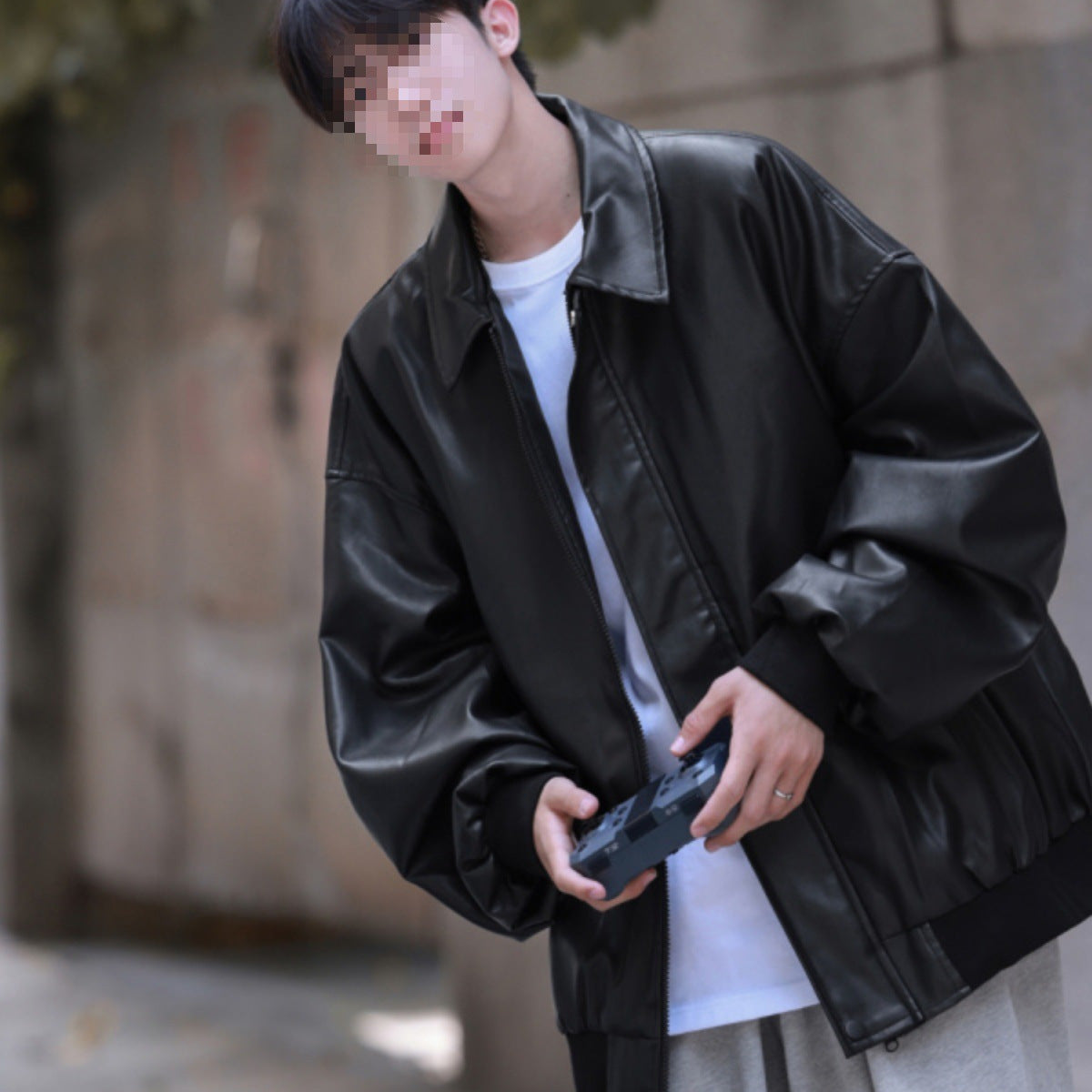 Куртка из искусственной кожи с подкладкой на плечах для подростков больших размеров Куртка из искусственной кожи с подкладкой на плечах для подростков больших размеров