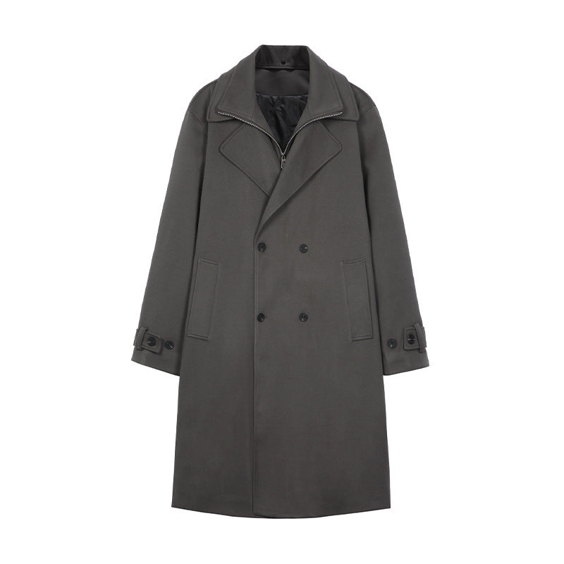 Men's double-breasted mid-length trench coat above the knee made of high-quality material Men's double-breasted mid-length trench coat above the knee made of high-quality material