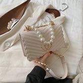 Sweet Lady Pearl Tote Bag Fashion New High-quality PU Leather Handbag Travel Chain Shoulder Messenger Bag