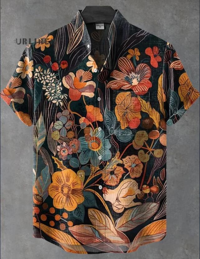 Abstract Pattern 3D Digital Printing Loose Trendy Short Sleeve Stand Collar Cardigan Shirt Abstract Pattern 3D Digital Printing Loose Trendy Short Sleeve Stand Collar Cardigan Shirt