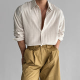 Полосатая рубашка с длинными рукавами мужская не требующая глажки