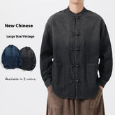 Винтажное джинсовое пальто большого размера из выстиранной ткани с пряжкой