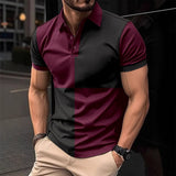 Casual Sports Short Sleeve Polo Shirt With Color Stitching Men's Clothing