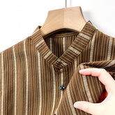 Cotton Chinese Style Stand Collar Short Sleeve Shirt