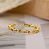 Affordable Luxury Fashion Copper Plated Real Gold Zircon Geometric Open Ring