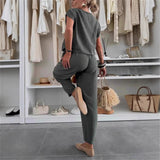 New Summer Linen Ice Silk Leisure Fashion Suit Two-piece Pants
