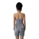 European And American Leisure Simple Tube Top And Waist Shorts Suit