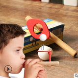 Early Learning Sense Equipment Wooden Suspended Magic Props Children Blowing Balls Blowing Ball Games Oral Trainers