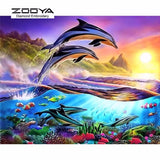 5D DIY Diamond Painting Dolphin Crystal Diamond Painting Cross The Underwater World Needlework Home Decorative