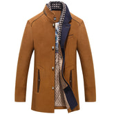 Men's wool coat with thick scarf collar