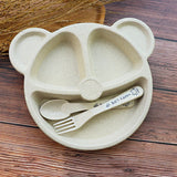 Baby Bowl Spoon Fork Feeding Food Tableware Cartoon Panda Kids Dishes Baby Eating Dinnerware Set Anti-hot Training Bowl Spoon