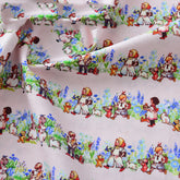 Pure Cotton Cartoon Bear Girl Pastoral Floral Printed And Dyed Fabric
