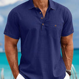 Men's Shirt Amoi Shirt Men's Lapel Single Pocket Short Sleeve Shirt