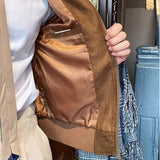 Замшевая куртка-бомбер цвета кофе для мужчин