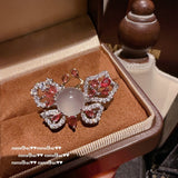 Fog Color Enchantress Camellia Gemstone Necklace Rich Charming Rose Zircon Earrings Bracelet Suit