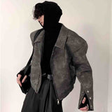 Short Leather Coat With Shoulder Lining Mens Bomber Jacket