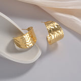 C- Shaped Irregular Pleated Earrings Women's Retro