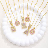 26 Letter Pendant Necklace Copper Inlaid Zirconium Plated Real Gold