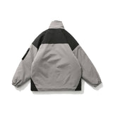 Men's Retro Cotton Coat with Pockets and Color Blocks