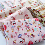 Pure Cotton Cartoon Bear Girl Pastoral Floral Printed And Dyed Fabric
