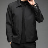 Autumn fitted jacket with lapels for middle-aged people in business style