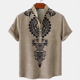 Men's Shirt Digital 3D Printing Linen Short Sleeve