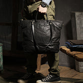 Daily Outdoor Large-capacity Travel Handmade Vegetable Tanned Cowhide Handbag Shoulder Tote Bag