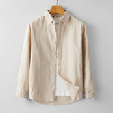 Summer Men's Casual Cotton Linen Long Sleeve Shirt Thin