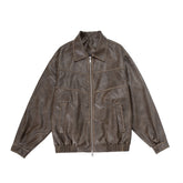 Lapel Motorcycle Pu Coat For Men