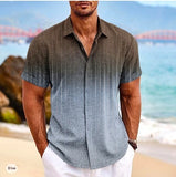 3D Gradient Print Short Sleeve Shirt Summer