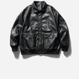 Loose Lapel Motorcycle Leather Jacket Retro Distressed Colored PU Leather Jacket For Men