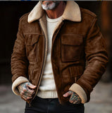 Men's Shearling Jacket with Zip Up Lapel