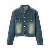 Retro Style Оё The кӯҳна Coat Coat Fashion рост Denim костюм