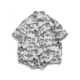 Summer New Print Short Sleeve Shirt Men Loose