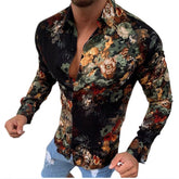 European and American Men's Long Sleeve Shirt Casual Printing