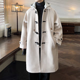 Detachable Hood With Horn Buttons Wool Coat For Men